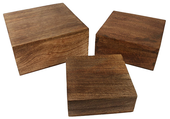 Set Of 3 Plain Square Boxes 25Cm